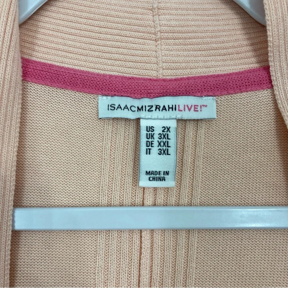 Isaac Mizrahi Pink Blush Ultra Soft Ruffle Open Front Long Cardigan 2X - Picture 2 of 9